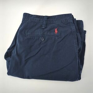 Polo Ralph Lauren Relaxed Fit Chino Shorts Men's 40 Navy Blue Red Pony Cotton